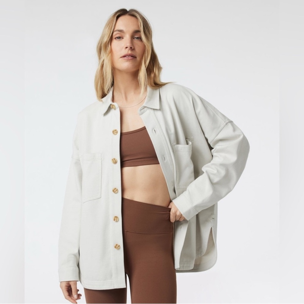 Vuori Mackenzie Shirt Jacket 100% Cotton Oversized Shacket Salt M /L